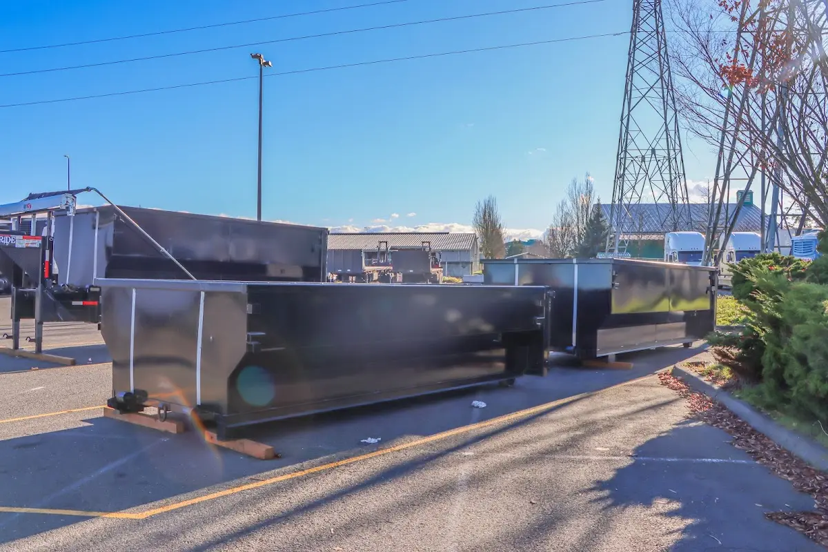 Roll-off dumpster ready for waste disposal at job site for 2 Yard Dumpster Rental in Celina